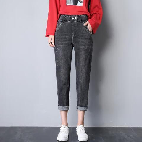 伊渊浅小个子高腰八分牛仔裤女时尚裤子150cm显高显瘦穿搭春夏休闲