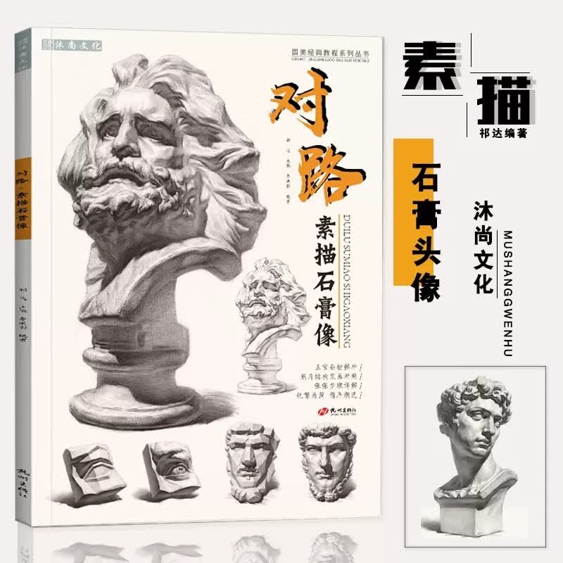 【现货速发】对路素描石膏像 2021沐尚文化李洪影 石膏头像肖像五官结构头骨画画书籍本照片临摹范本画册