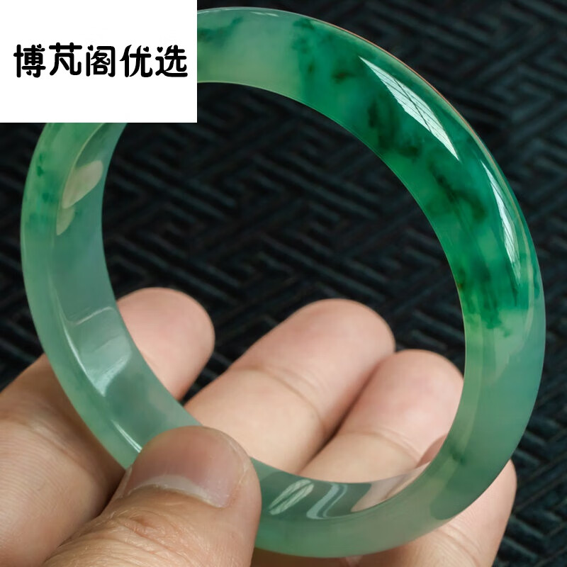 手镯女冰糯种飘绿花玉手镯翡翠玉手镯手饰女手镯玉镯子送妈妈的宜炫