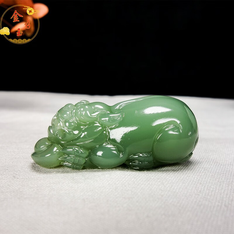 金召玉和田玉老坑菠菜绿碧玉元宝貔貅玉吊坠男款玉挂件自戴送礼