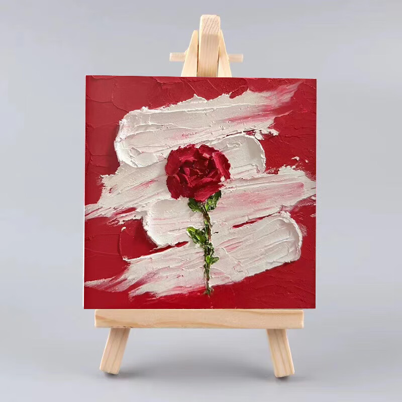 云创典肌理画diy材料手工手绘装饰画丙烯颜料石英砂画框材料包 玫瑰花