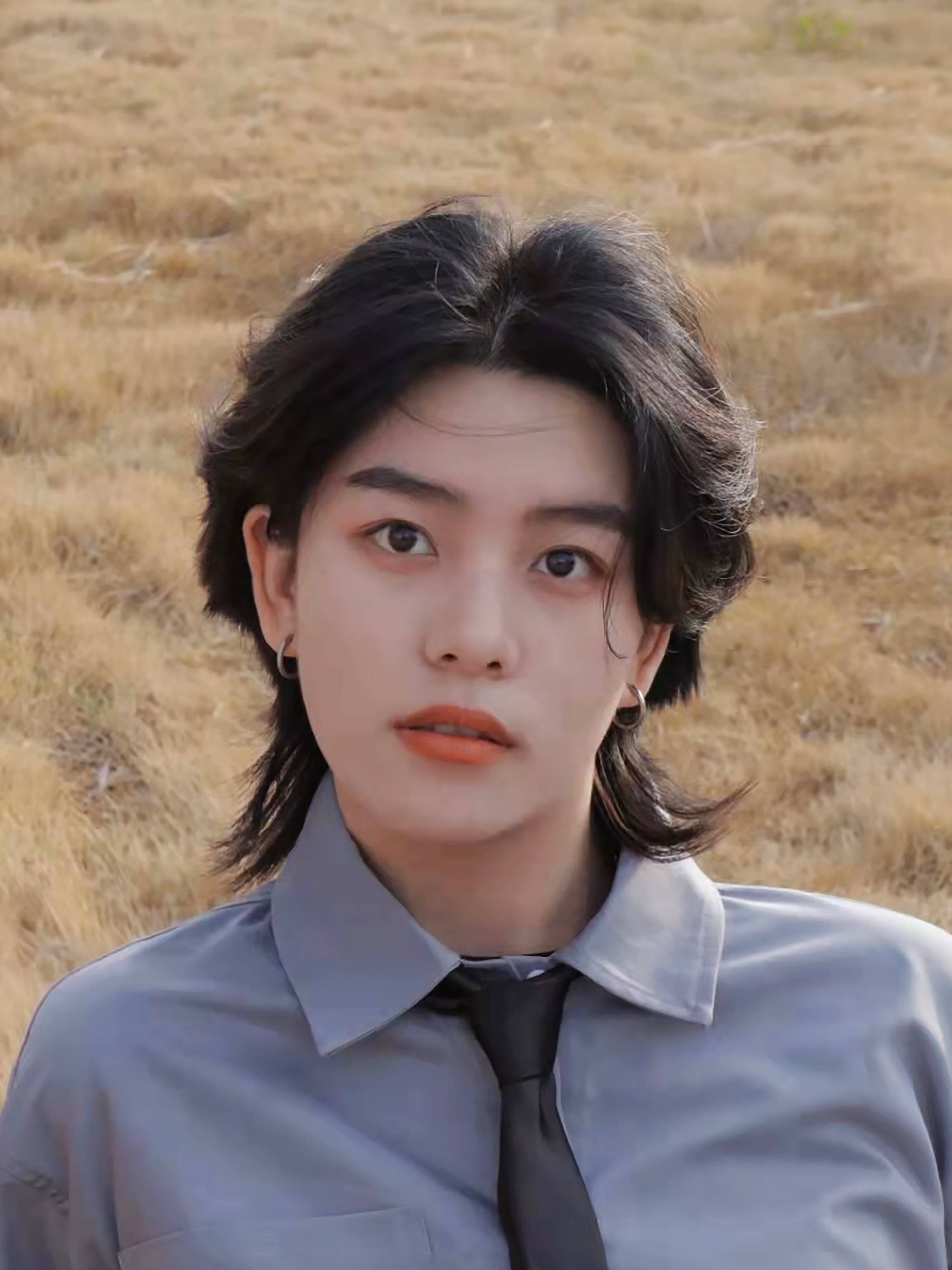 【京选旗舰】狼尾假发男真发木村拓哉同款表演假发男舞台道具长发帅气