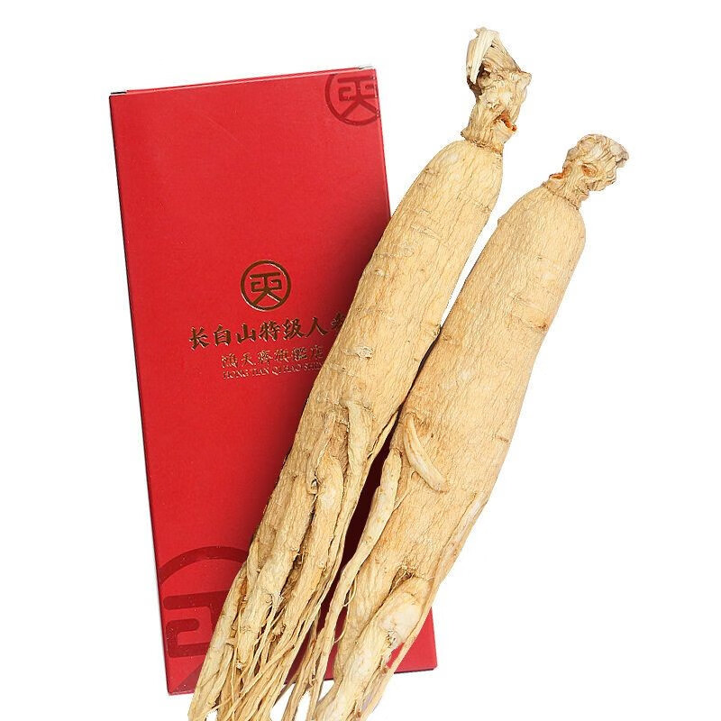 干人参长白山生晒参东北白参泡酒药材煲汤京東i自爄 干参2支】30克