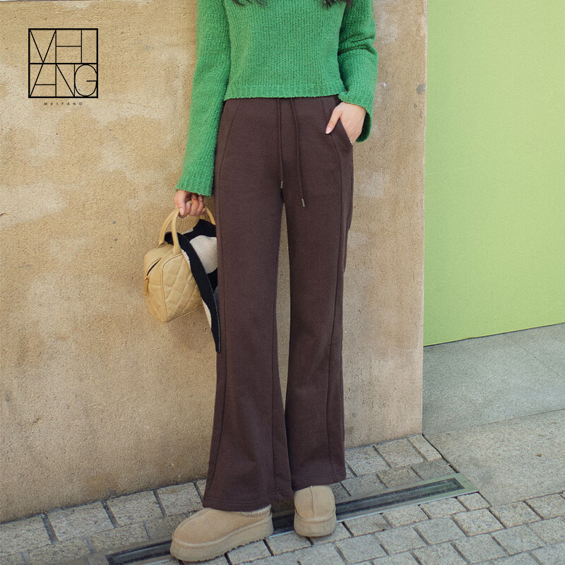 美洋(meiyang)【60系列】坚果休闲裤拉绒直筒微喇长裤时尚休闲百搭