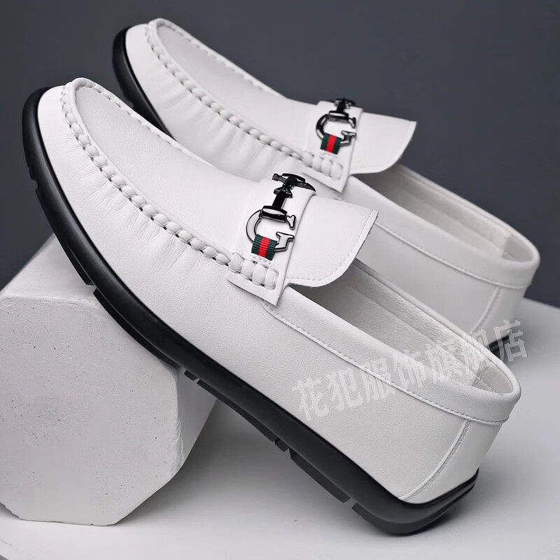 花犯 圣力马 财元 懒人一脚蹬驾车休闲豆豆鞋 (货号1187)白色 38码