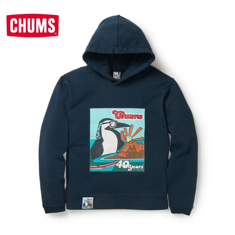 CHUMS洽洽鸟40周年户外秋冬加厚保暖时尚运动休闲卫衣帽衫CH00-1410 紫色P002 XL