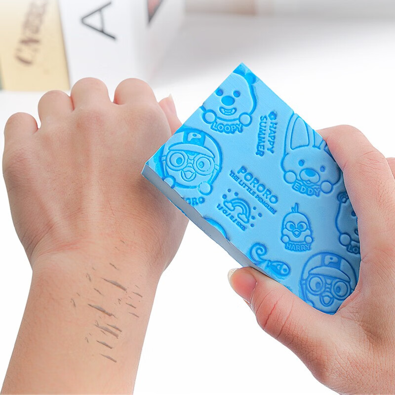 米德恩 儿童搓澡神器后背大人婴儿宝宝浴擦搓灰搓泥强力洗澡巾搓背海绵男 大号蓝+粉2个装(13*7*3cm)【带浴花】