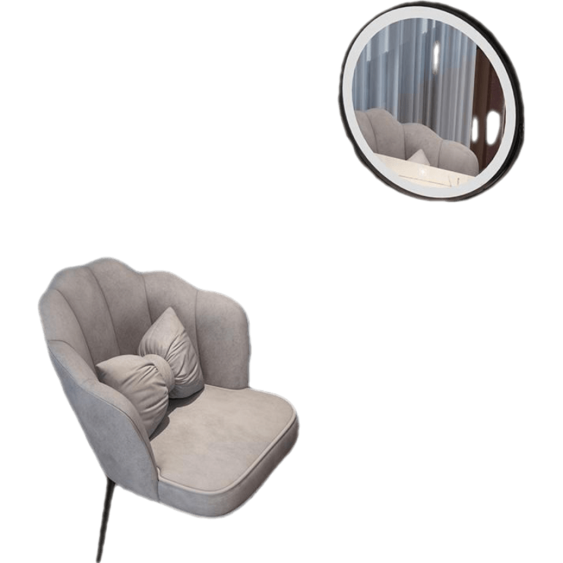 千番町 北欧轻奢网红ins风梳妆台卧室现代简约小户型化妆桌子柜一体化妆台 单桌120灰白黑+智能镜+灰黑花瓣椅 整装