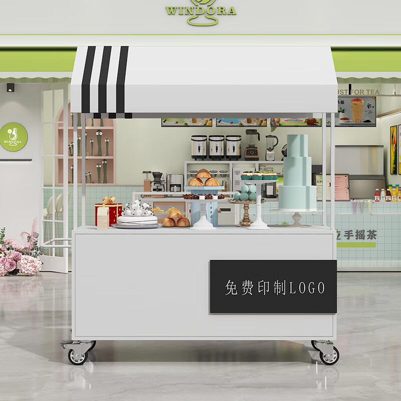 周末岛花车促销车铁艺花车摆摊手推车展示架冰粉小吃车夜市移动摊位小