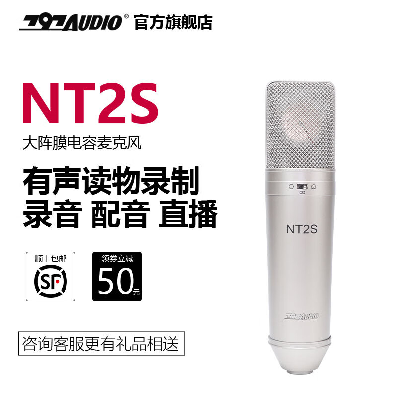 797audio 北京797AUDIO NT2S大振膜电容录音 K歌直播配音话筒麦克风 NT2S标配