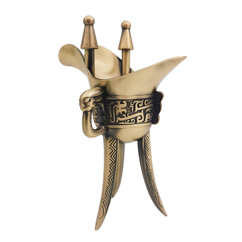 途贺(tohap) 青铜白酒杯复古酒樽父辛爵仿古风酒具饕餮纹爵杯铜器装饰
