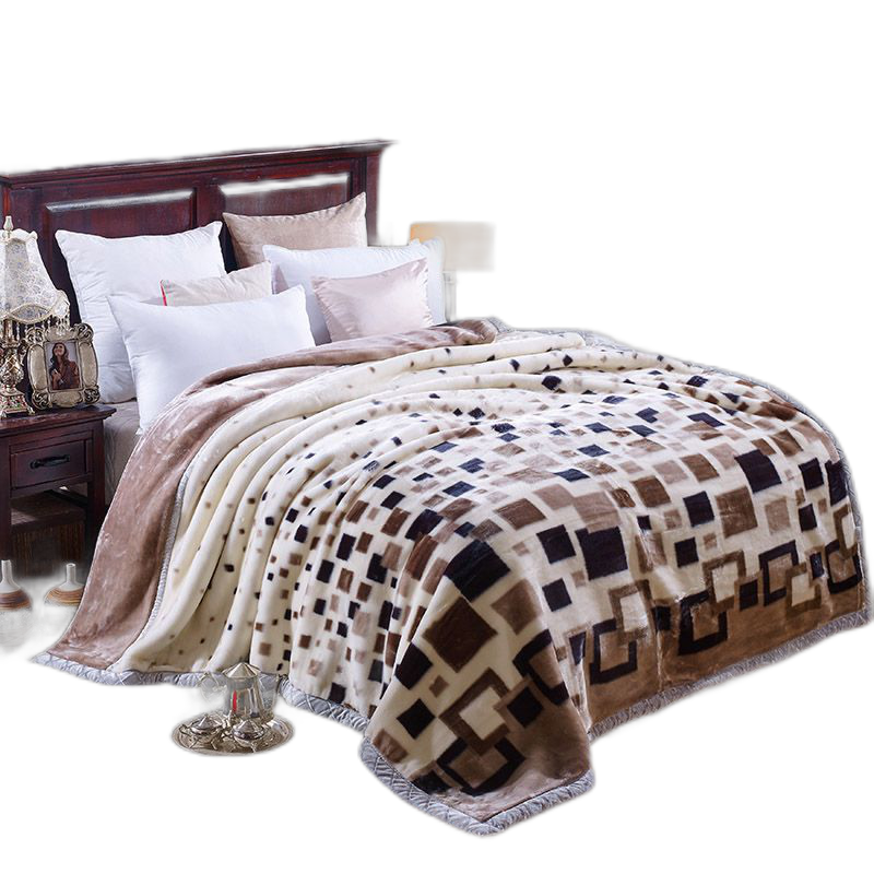 北极绒 双层加厚毛毯子拉舍尔毛毯被冬季婚庆超柔保暖毯子B 经典格子 150*200cm4斤