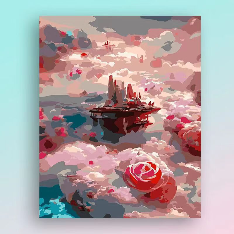 天宫数字油画diy填充画宫廷油彩画仙境唯美客厅涂色炫彩装饰挂画 a2