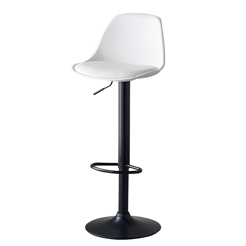 【华恺之星】吧台椅 餐椅转椅可升降休闲酒吧椅带靠背高脚椅 BY520 【白色坐面黑色气杆】【安全底盘】
