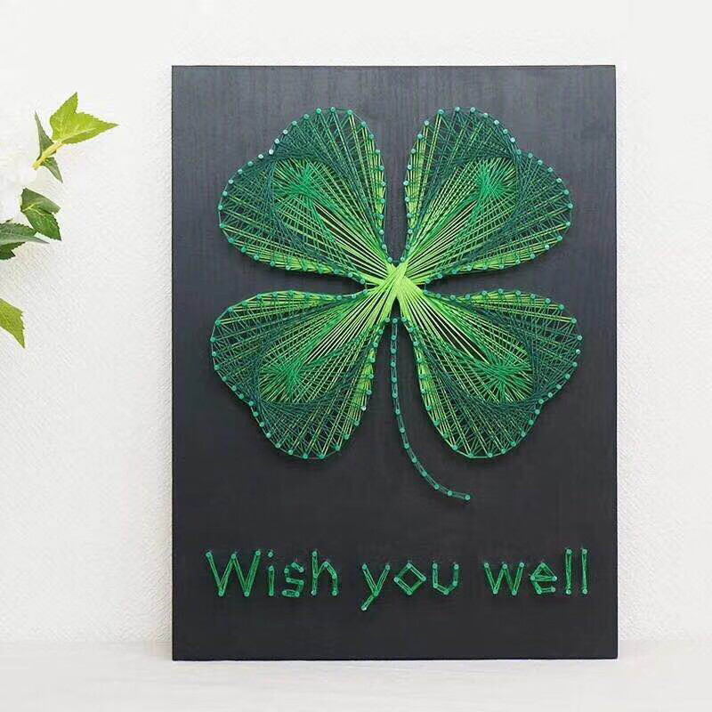 纱线画diy创意情侣立体四叶草弦丝画手工定制缠绕线挂钉子装饰画 标准