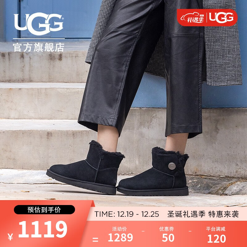 UGG 2022冬季新款女士经典靴迷你短筒雪地靴 1127352 BLK | 黑色 38