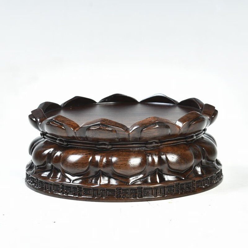 琴书侣黑檀木雕莲花底座整料雕刻佛像底座实木圆形菩萨观音莲花底座