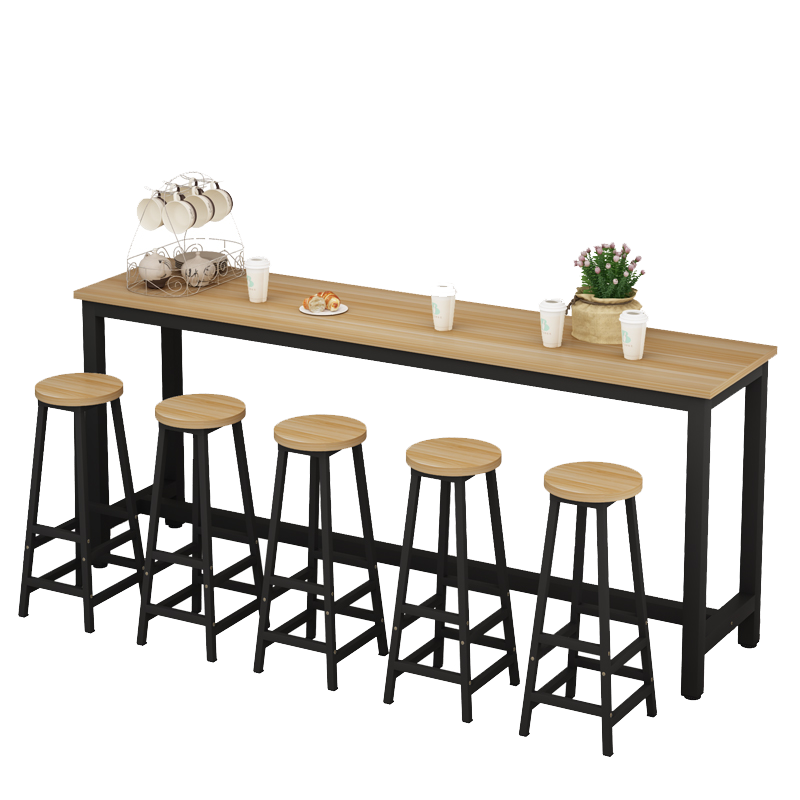 吧台桌椅组合靠墙桌家用餐桌客厅隔断简易商用奶茶店长方形长条桌小吧台咖啡店甜品店酒吧窄桌子休闲桌 140*40*100桌子+3凳子 颜色留言