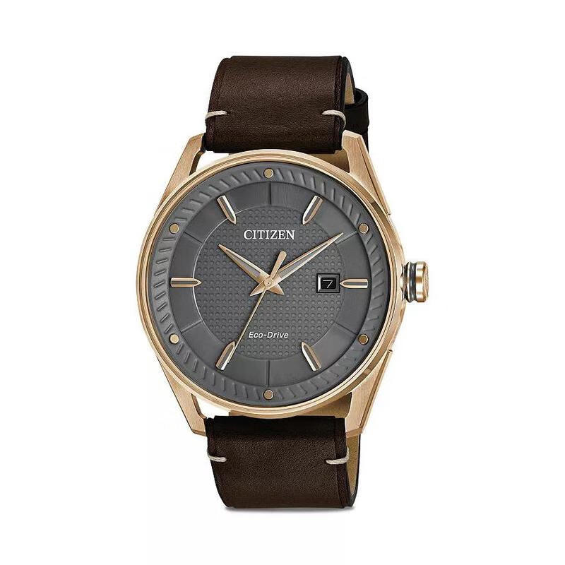 brycen系列光动能夜光指针日历防水简约时尚男士手表 gray/brown