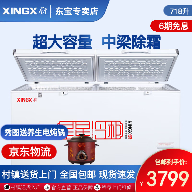 星星（XINGX） 冷藏冷冻冰柜单温卧式冷柜大容量商用保鲜柜超市节能冰箱 718升