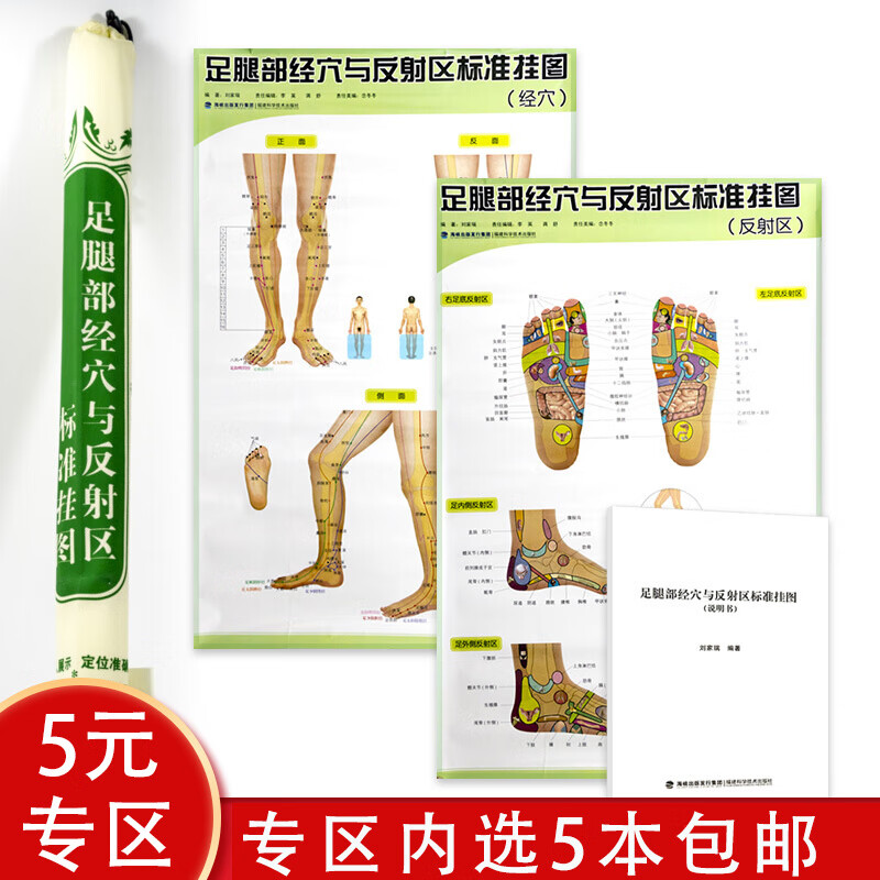 【 5本包邮】足腿部经与反射区标准挂图图书籍