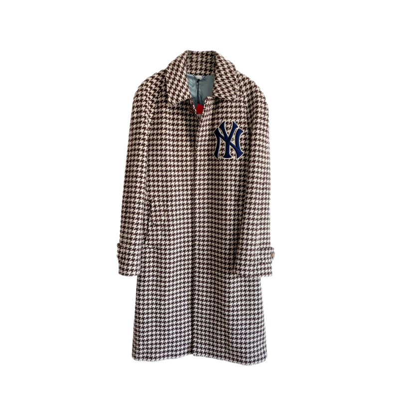 gucci 古驰  男士ny联名款千鸟格羊毛大衣541125z439f1960  ak 棕色