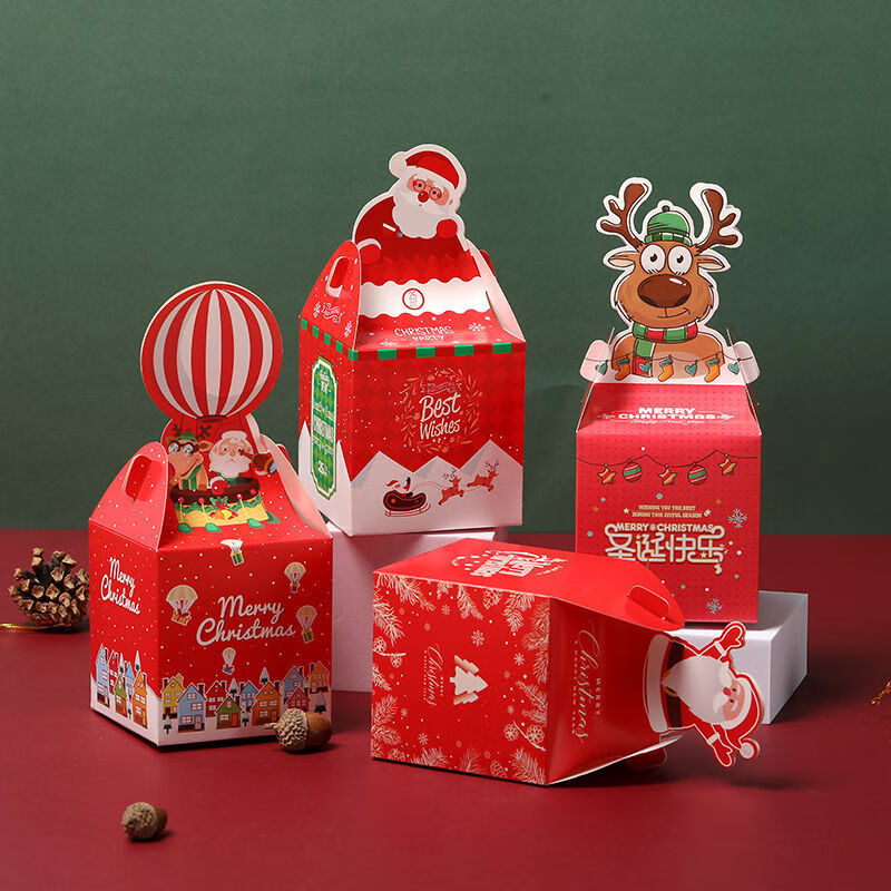 【开篇精选】圣诞苹果盒平安果包装盒平安夜礼盒平安果包装礼盒圣诞节礼物礼品 异形盒 随机 10个装