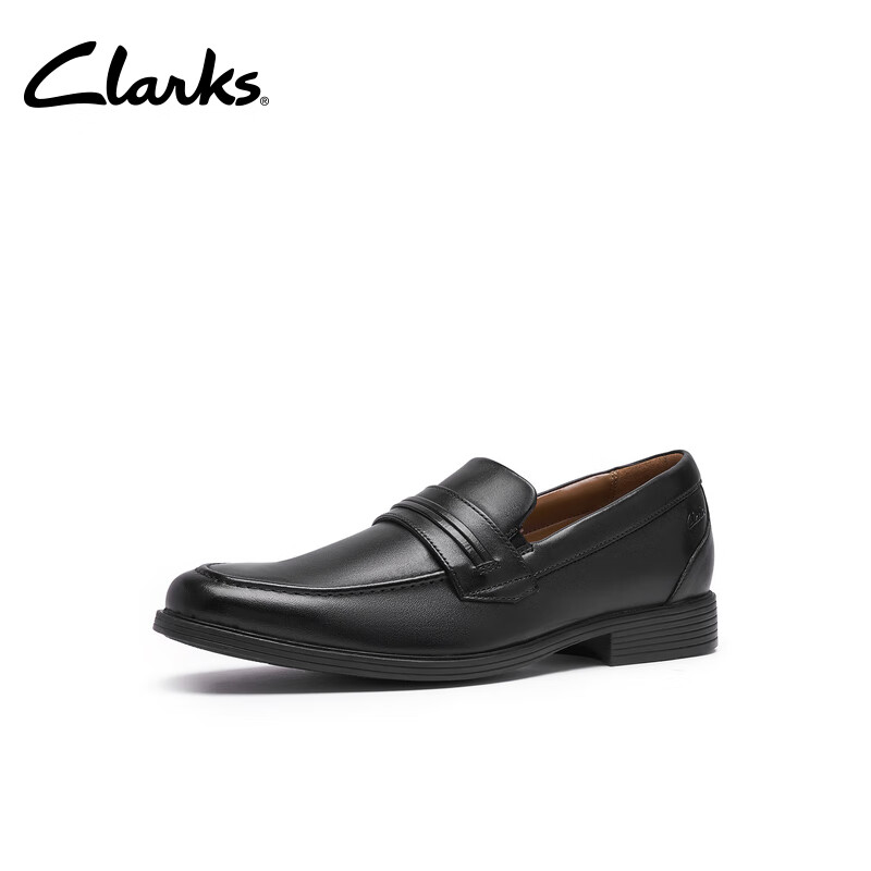 Clarks其乐惠登系列男士经典乐福鞋英伦商务一脚蹬舒适休 黑色261580058 41