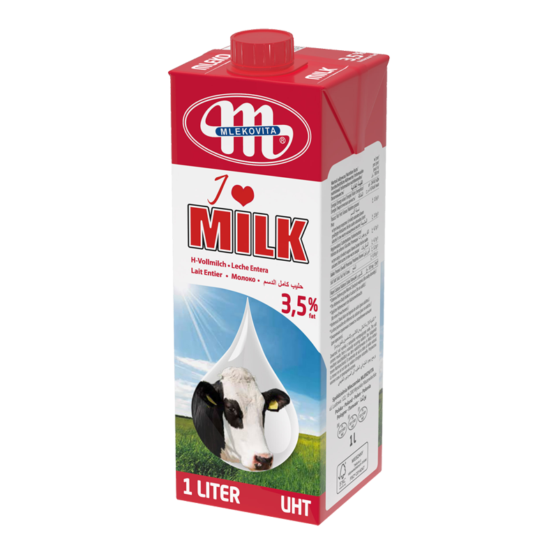 妙可（Mlekovita）波兰原装进口 LOVE系列全脂纯牛奶1L*12盒整箱装 高钙优质乳蛋白