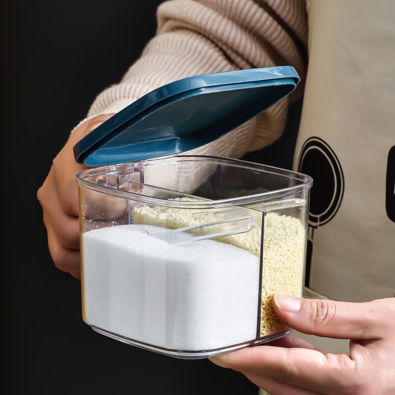 筑昇墨(zhushengmo)调料盒2格一体北欧家用创意糖盐味精佐料收纳盒子