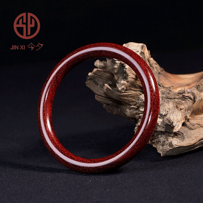 今夕小叶紫檀木手镯女士手环老料送女友妈妈新年礼物 厚8mm 内径58mm