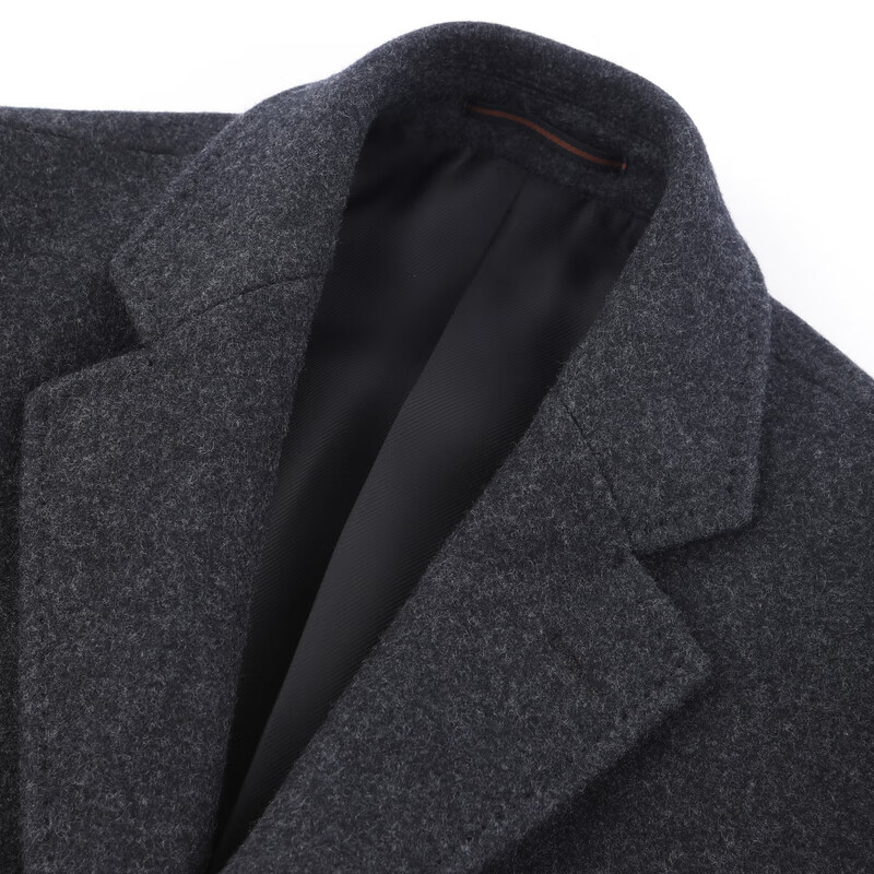 MAYOR男装 冬季全羊毛面料深灰色西服领大衣 深灰 L (175/96A)