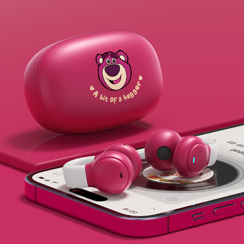 迪士尼蓝牙耳机联名系列2023新款耳夹式骨传导无线迪斯尼米奇 玫红色