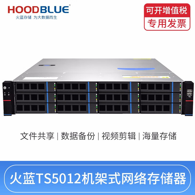 Hoodblue火蓝存储TS5012 万兆光纤nas存储服务器2U机架式网络存储器12盘位磁盘阵列 TS5012-RP-0TB