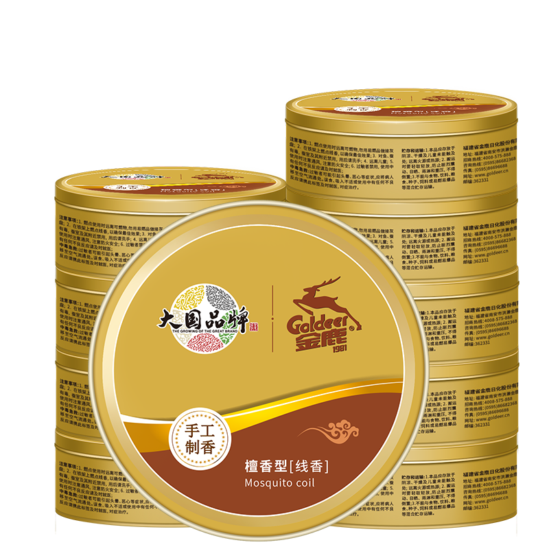 金鹿檀香蚊香驅(qū)蚊家用廁所衛(wèi)生間祛味室內(nèi)熏香盤香 10盒200盤