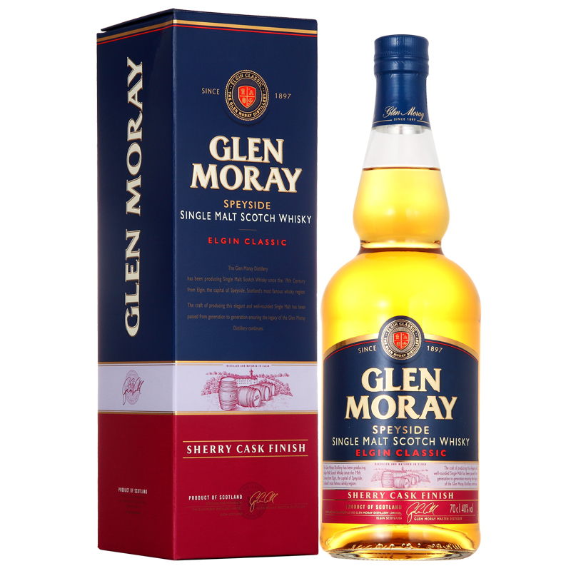格兰莫雷（Glen Moray）洋酒 英国原装进口 苏格兰 斯佩塞区 单一麦芽 威士忌 经典系列 雪梨桶 700ml