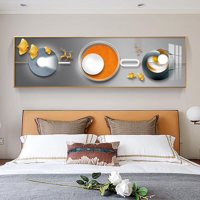 床头装饰画主卧房间挂画客厅主卧室墙 i款珠联璧合 180宽*50高客厅挂