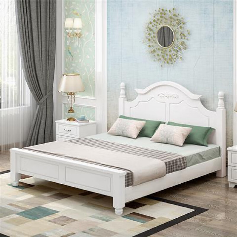 实木床现代简约双人公主床1.2米主卧田园风格床欧式床1.