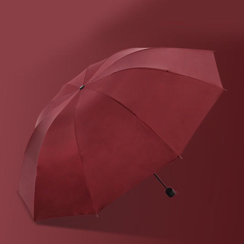 娑娜依文艺雨伞遮阳伞防晒晴雨伞简约小清新商务伞男女士三折伞LOGO 手动绿色黑胶雨伞直径108CM 10骨