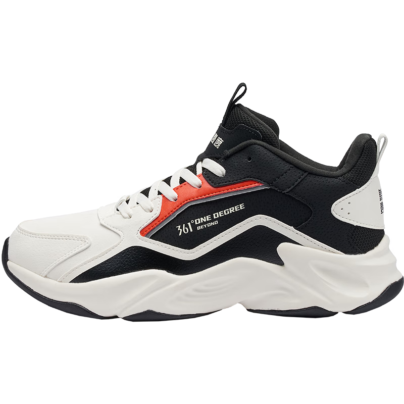 361°361度【燎原】运动男鞋 革面冬季加绒保暖老爹鞋 学生户外旅游鞋 【鞋垫也加绒】乌黑色/浅骨色 42