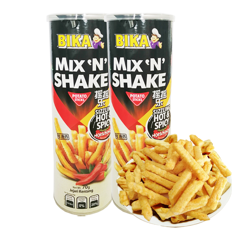 BIKA Malaysia imported snacks spicy fries 70g/bag 2 barrels