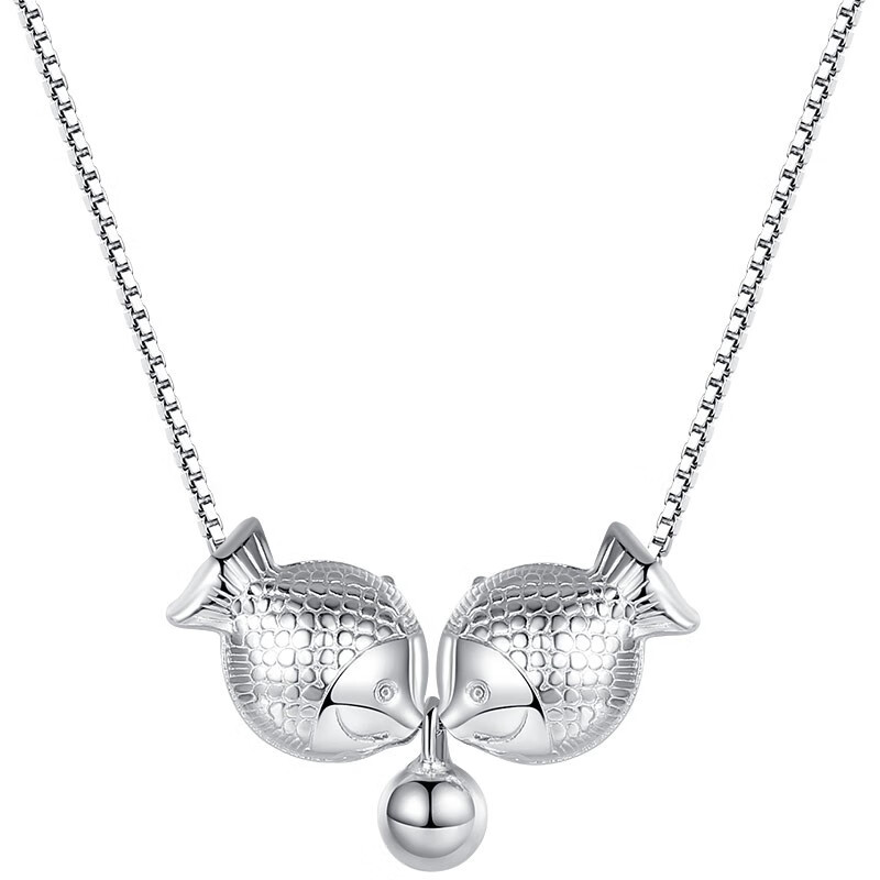 纯已久银饰990足银鱼项链时尚个性鱼套链脚链手链吊坠女款银链子银