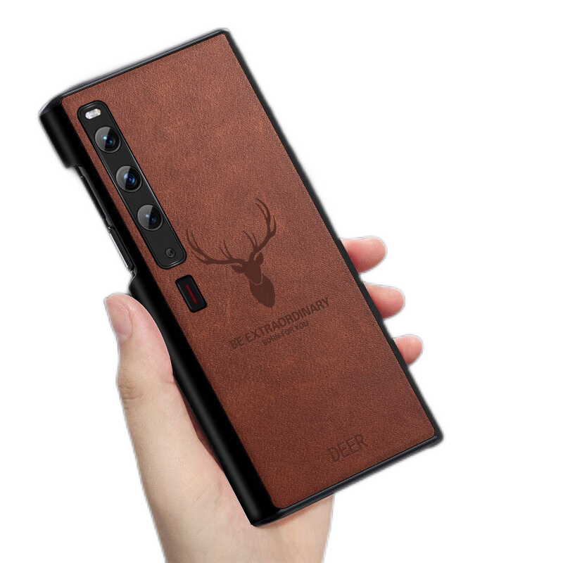 尚绚 华为MateXS2手机壳新款臻选皮革折叠屏华为XS2?；ぬ状可鲂月雇芳蛟挤浪ど涛衿ぬ?【复古棕-鹿头】