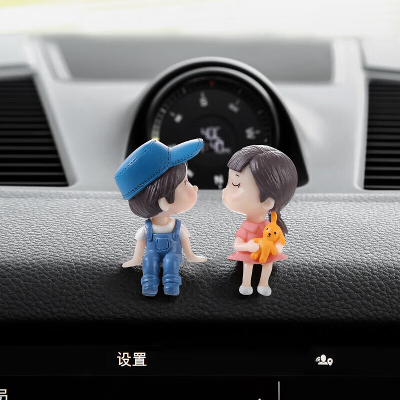 有耐汽车内饰品中控台后视镜车载情侣摆件小车上车内装饰用品大红 蓝