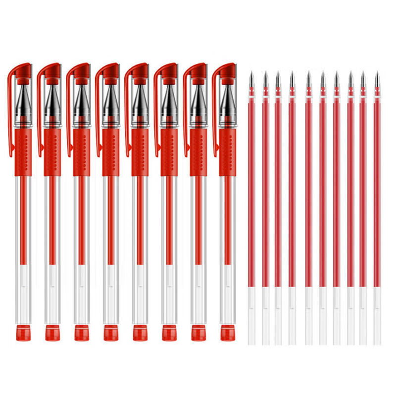 【精选】红笔学生红色中性笔0.5m教师批改专用红笔老师作业试卷圆珠笔办公旭泽 红色针管头 10支笔