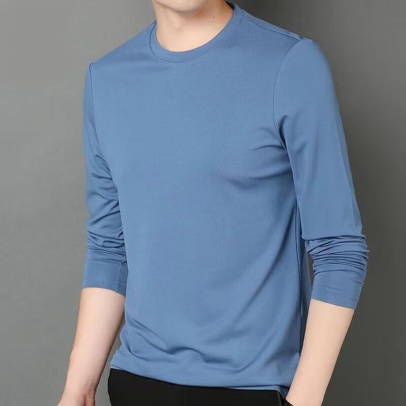 楠语秋(nanyuqiu)2件】纯色长袖t恤男长袖男t恤修身打底衫衣服男士