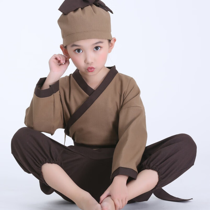 路林狼小和尚衣服儿童古装汉服男童和尚服宝宝小书童锄禾愚公移山演出