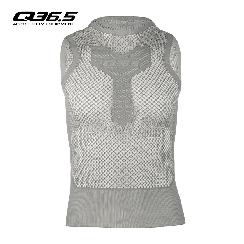 Q 36.5騎行服排汗衣無袖網(wǎng)眼打底衫男女通用Base Layer Zero Mesh q365 淺灰色L-XL 均碼