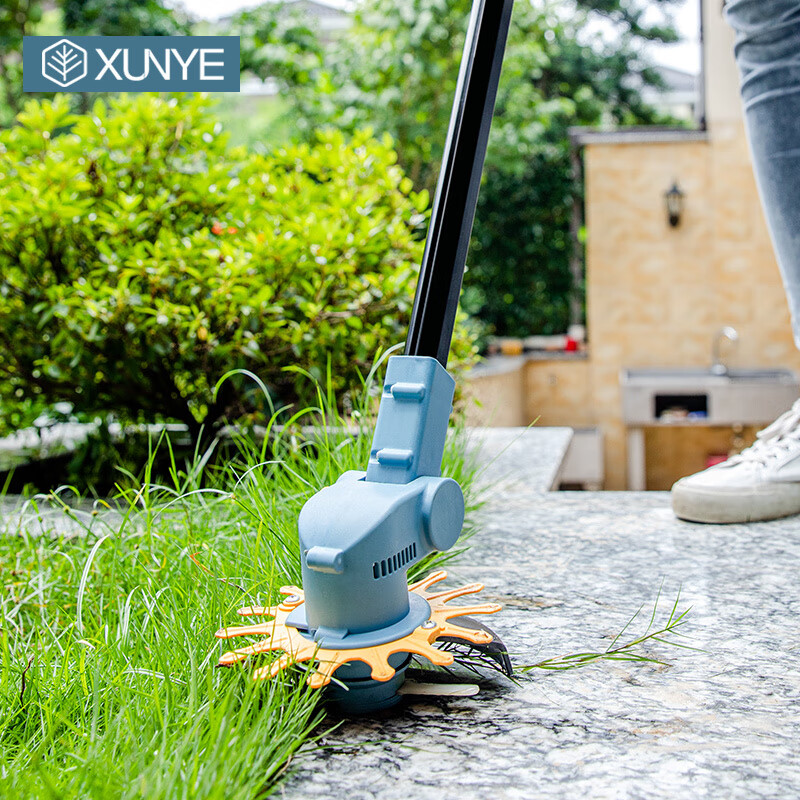 寻叶德国手持割草机充电式电动打草机小型家用花园除草修剪草坪机器 伸缩锂电打草机(4ah两电一充)