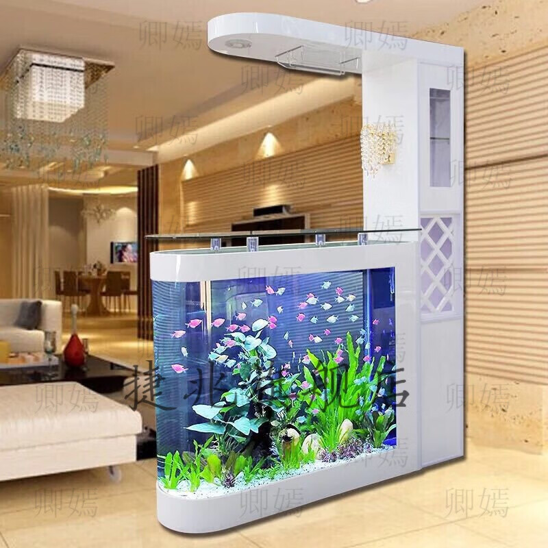 华世蒂屏风鱼缸鱼缸水族箱欧式头落地玄关屏风隔断柜客厅玻璃大中型创